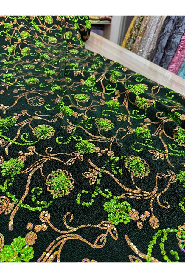 Self-Luminous Sequin Embroidered Fabric (100X150Cm)
