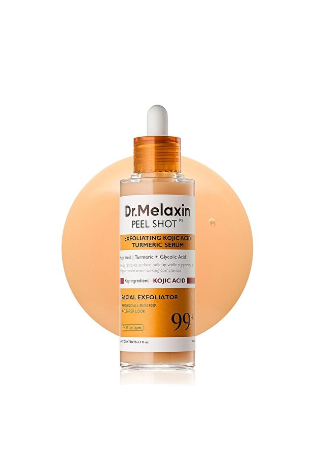 Dr. Melaxin Peel Shot Kojic Acid Turmeric Serum – Exfoliating Dark Spot Corrector with AHA/BHA & Niacinamide, Brightening & Even Tone Facial Serum (80ml / 2.70 fl oz)