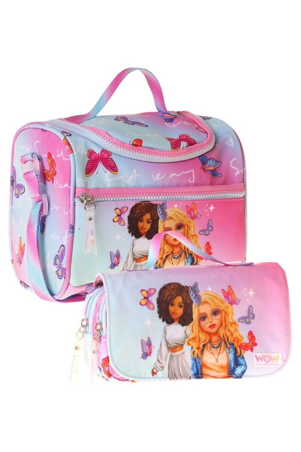 Girl's Butterfly (Turquoise - Pink) Thermo Lunchbox and Pen Holder Set - Setwg-W6076