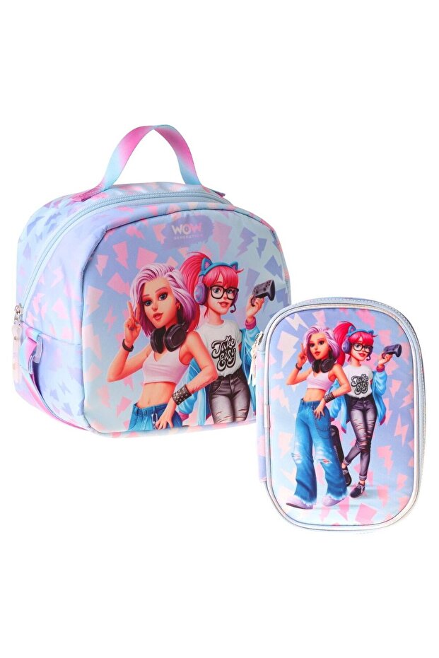 Girl's Cool (Blue - Pink) Thermo Lunch Box and Pen Holder Set - Setwg-W6040