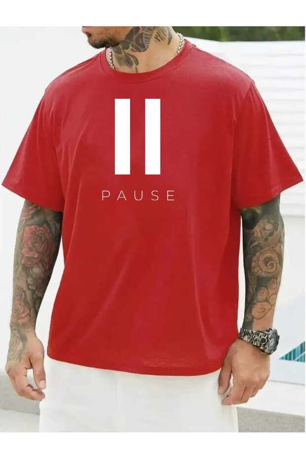تيشيرت قطني بتصميم مطبوع من Pause للرجال