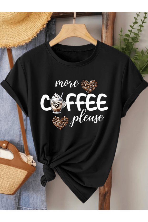 More coffee please printed premium oversize t-shirt for women