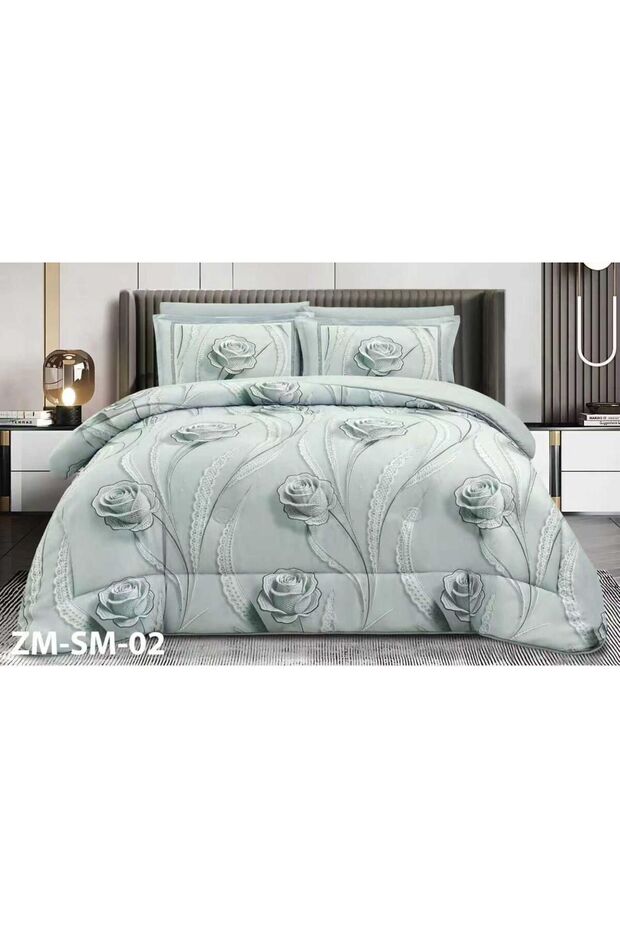 مفرش سرير صيفي -نفرين 6قطع - بحشوه متوسطه -مقاس 250*230
