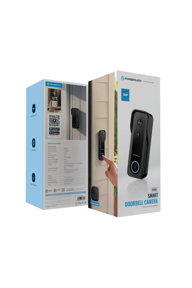 IP65 265GB 3MP Infrared Smart Camera Doorbell 5200mAh with Voice Black