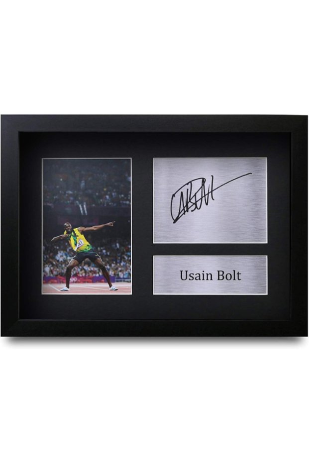 FR Usain Bolt Gift Signed FRAMED A4 Printed Autograph Jamaica Olympics Gifts Print Photo Picture Display