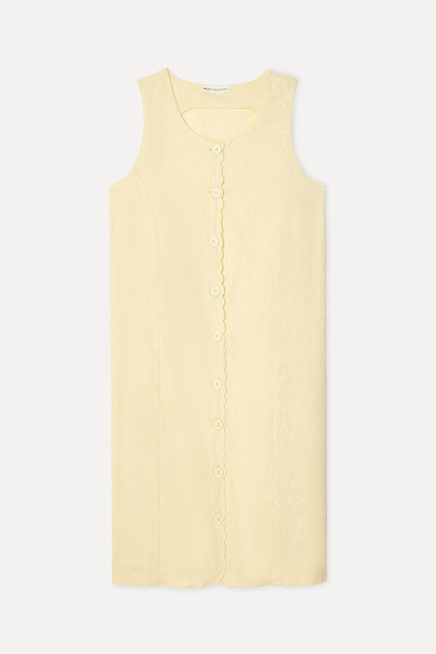 Women's Yellow Embroidered A-Shape Mini Dress