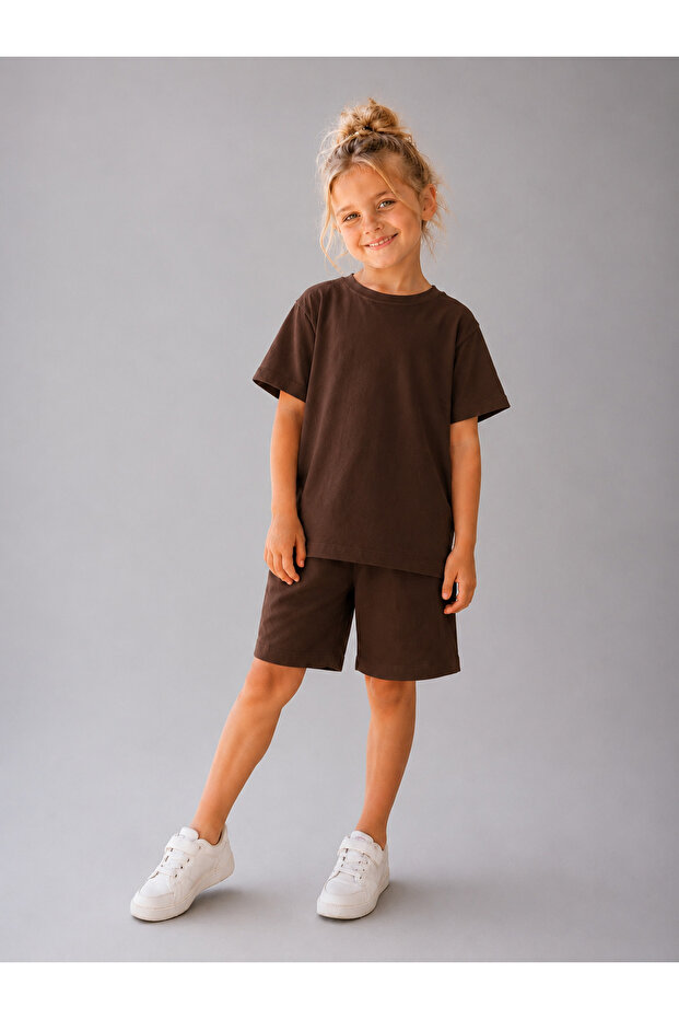 Girls' Comfortable Cotton Short Sleeve Shorts Set