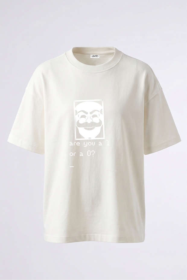 Anonymous Mask Design Back Printed Cotton White Oversize T-Shirt