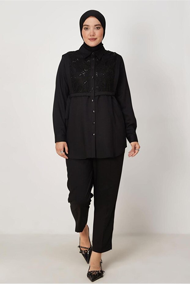 Fi̇le Detailled Pants Suit 46452