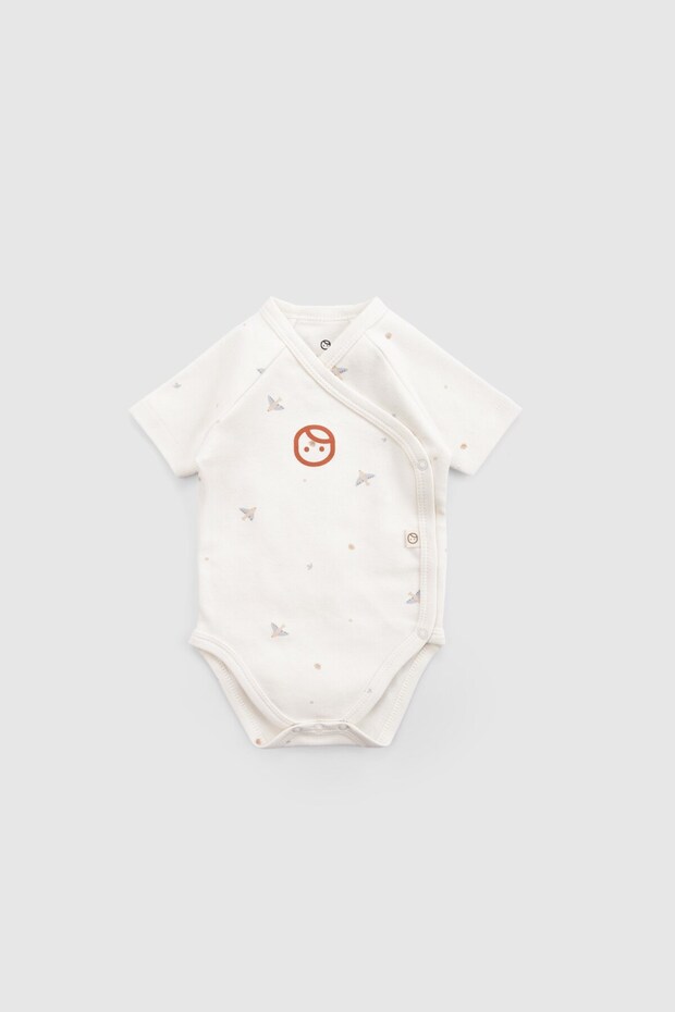 Organic Cotton Short Sleeve Double Breasted Bodysuit White