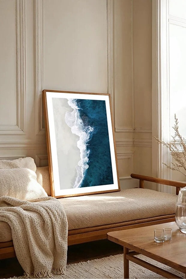 Opposite of the Sea Waves Decorative Framed Mdf Painting