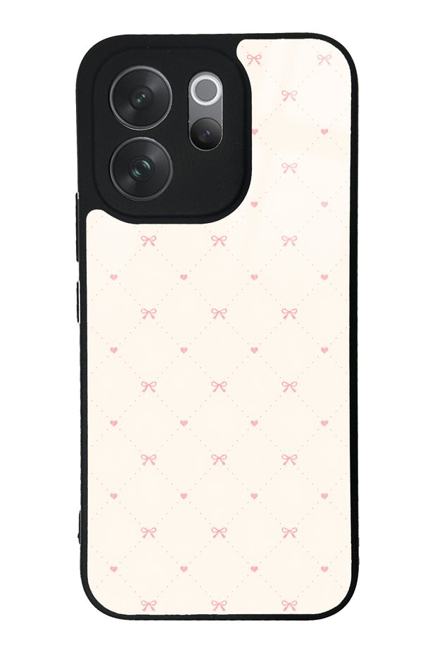 Vivo V70 Cream Pink Coquette Pattern Design Glossy Phone Case