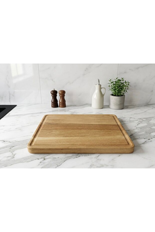 Natural Wood American Oak Cutting Presentation Board for Meat Bread Vegetables Corrugated Chopping Board 40X23X3