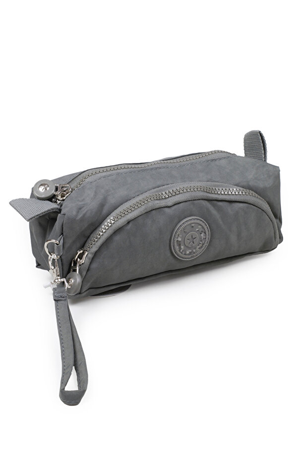 Krinkıl/Klinkır 2 Zippered Ankle Strap Mobile Phone Hand Makeup Bag Wallet Pen Holder Gray 1115J
