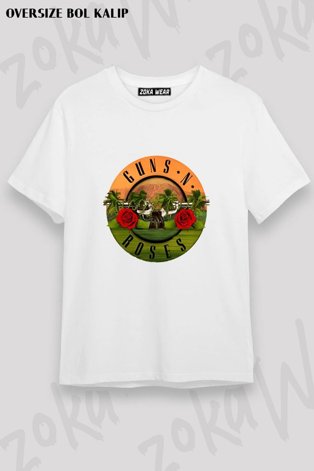 Unisex Loose Fit Guns N Roses V28 Printed T-Shirt
