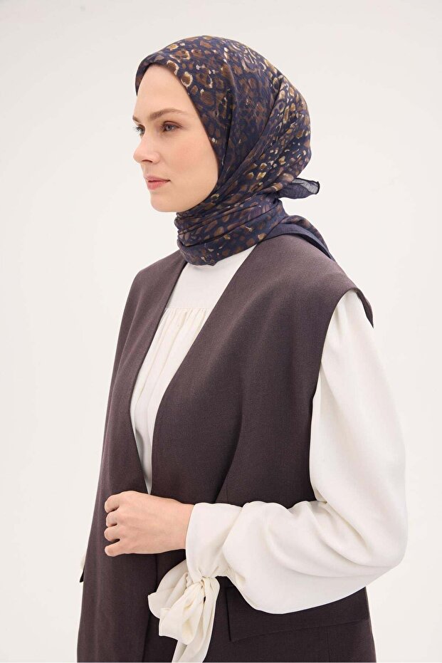 وشاح تينسل مونار بنمط حجري باللون الأزرق الداكن 90x90