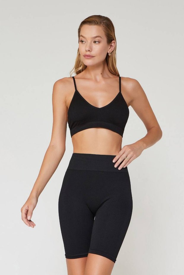 Women's Thin Strap Ribbed Crop Bustier