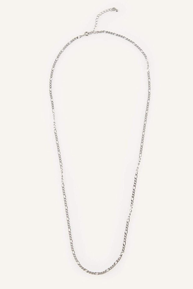 Men's Silver Color Chain Steel Necklace I0521Axns