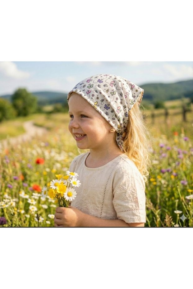 Girls' Bandana 100% Cotton Non-Flatting-Non-Sweating-Non-Slip Summer Bandana Scarf (45*45 cm)