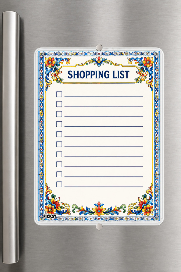 Shopping List - A5 - Magnetic - Pvc - Refrigerator Note Holder & Desktop - Summer Erase - Planner
