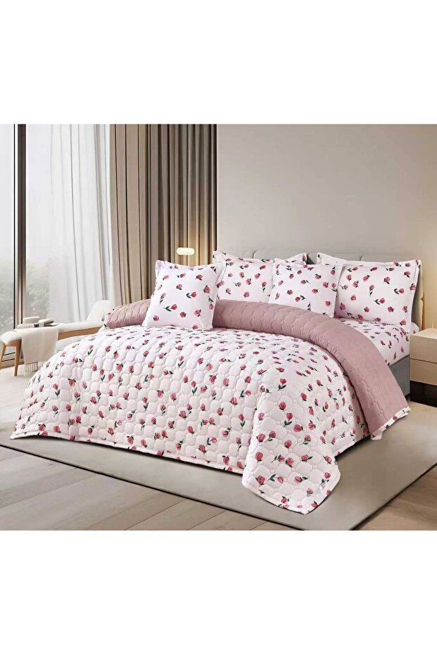 مفرش سرير صيفي نفرين 6 قطع -مقاس 250*230 خامه باره وناعمه