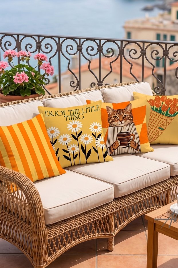 Set of 4 Spring Energy Decorative Throw Pillow Covers 43X43 cm Double-Sided Yellow and Orange Combination