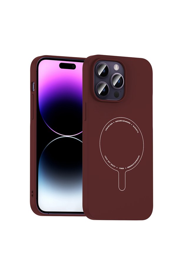 iPhone 14 Pro Max Compatible Case Magsafe Supported Elio Hard Pc Cover - Claret Red - T42720