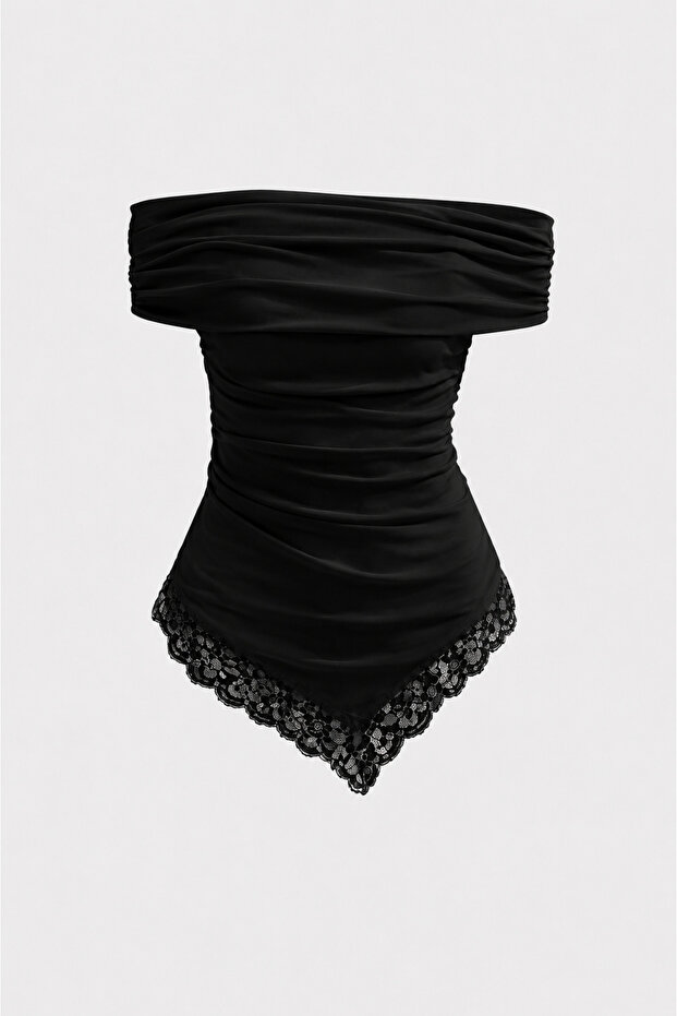Women's Lace Detailed Cotton Ribbed Undershirt Blouse 217