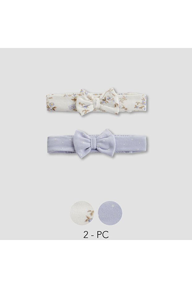 Girls Headband with Bow Applique - Cotton - Set of 2