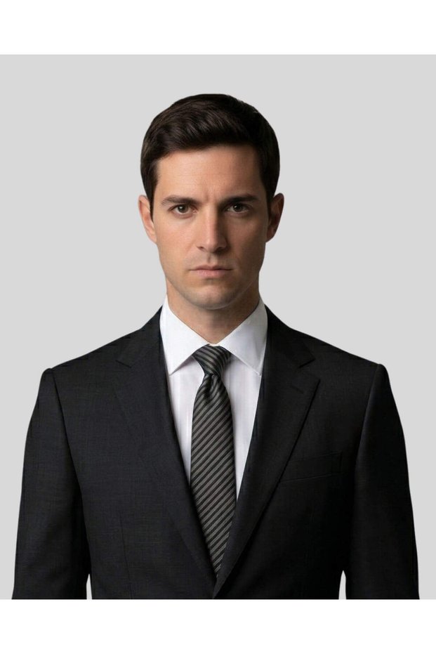 Green Striped Dark Gray Slim Tie – 7 cm Wide