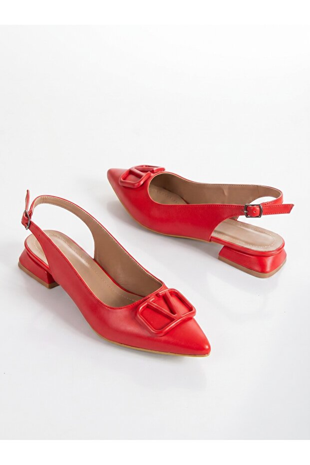 Let's use it daily, v buckle detailed, 2 cm high, skin material, ballet flat,