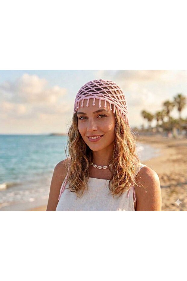 Handmade Mesh Knitted Summer Beret – Hair Accessory, Beach Hat