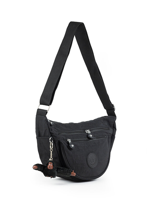 Krinkıl / Klinkır Waterproof Lightweight Multi-Compartment Half Moon/Crescent Crossbody Shoulder Bag Black 147L