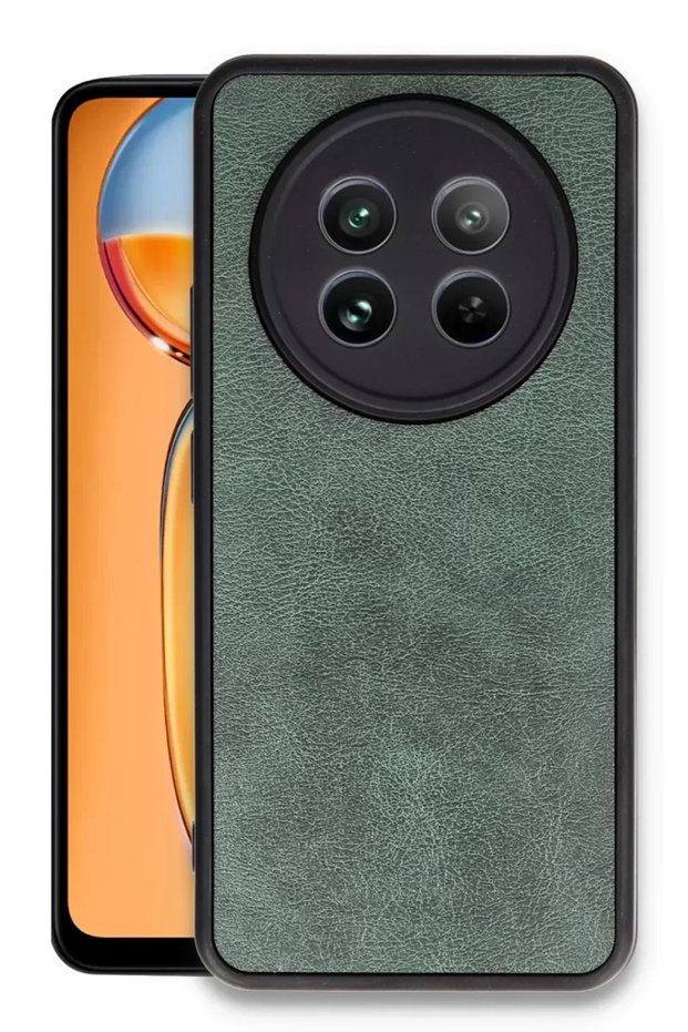 Realme 12 5g Compatible Case Aras Leather Cover - Dark Green