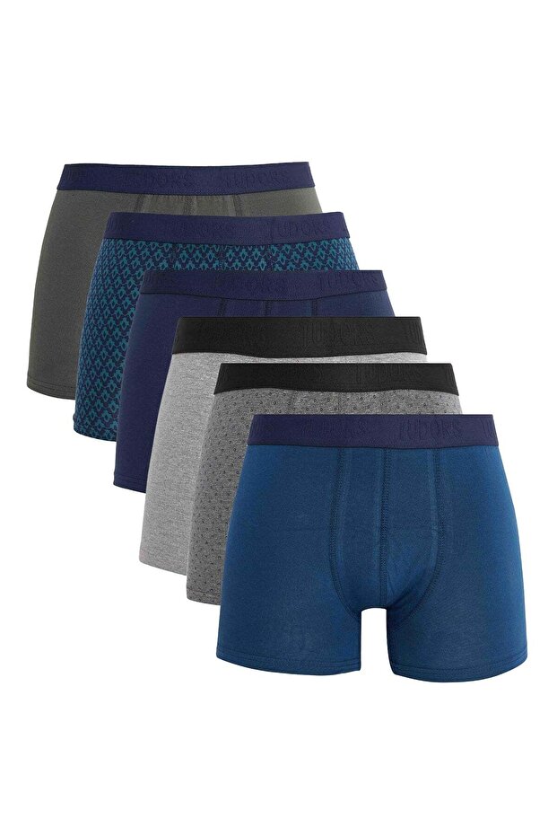 Men's 6-Piece Premium Series Cotton Lycra Stretch Fabric Boxer Briefs (Groom's Trunk Trunk Set)