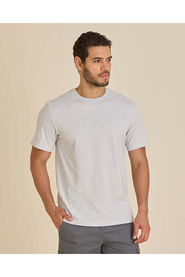 Men Grey Plain T-Shirt