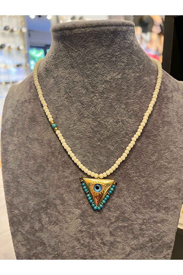 Eye-Shaped Necklace White