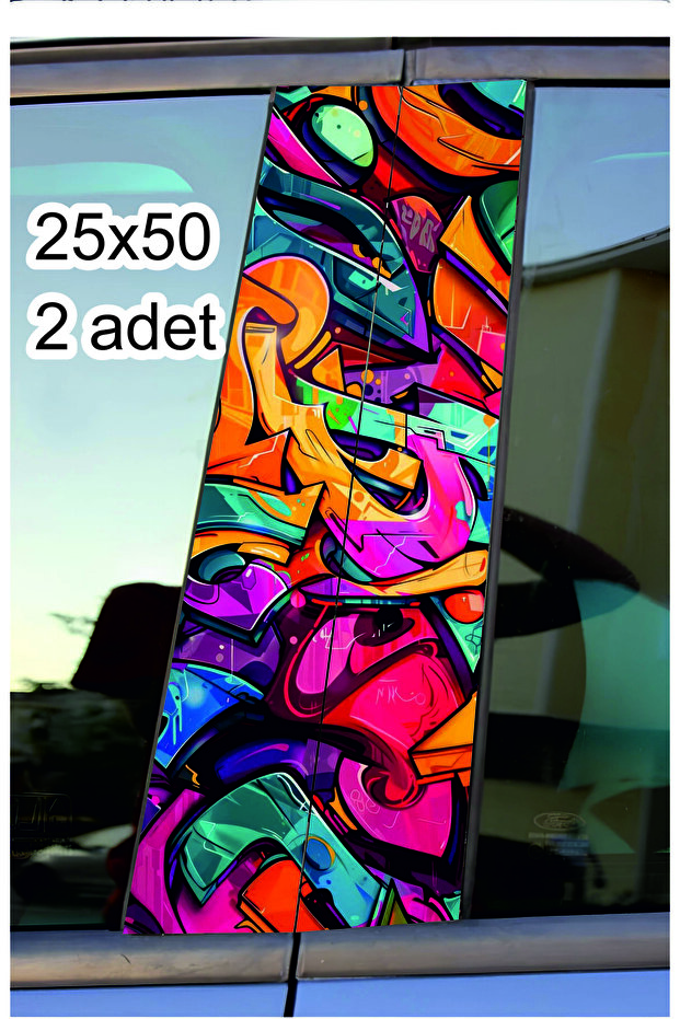 Car Post Coating Foil Graffiti Colorful Printed Vehicle Door Column Graphic Sticker 25X50Cm 2 Pieces