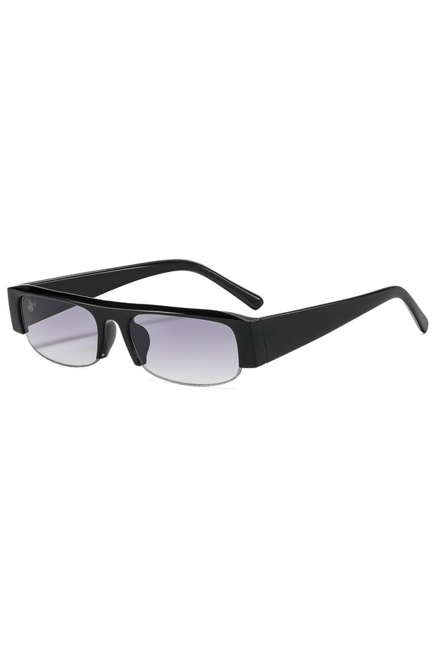 C6 Vintage Small Rectangle Half Frame Black Sunglasses for New Fashion Leopard Gradient Sun Glasses