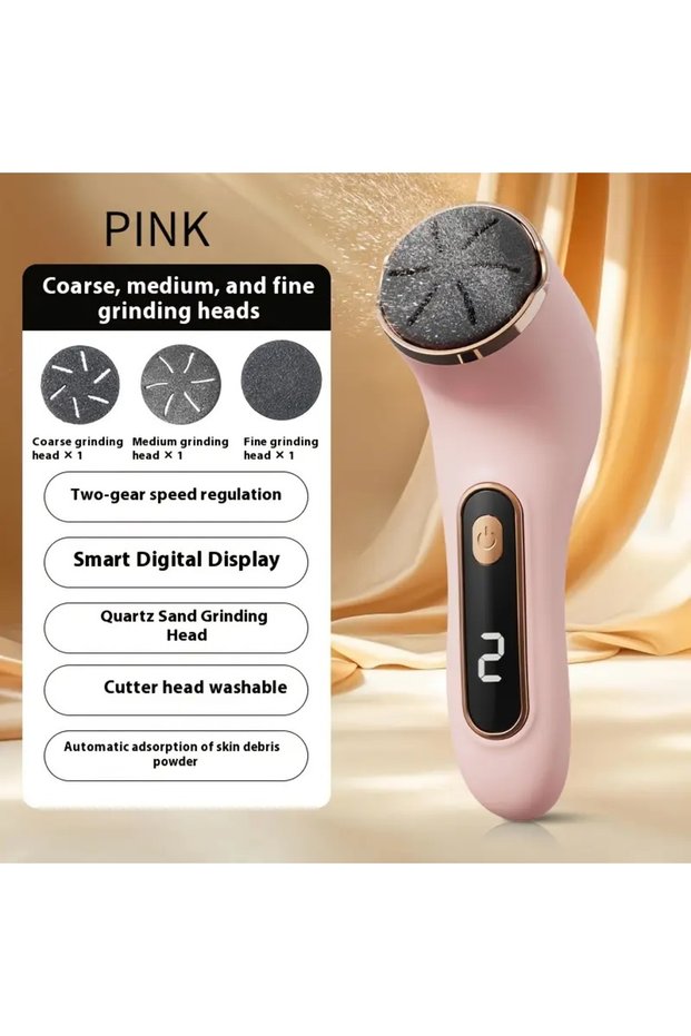 Pink USB charging electric foot polisher, for polishing thick skin on the soles of the feet, portabl