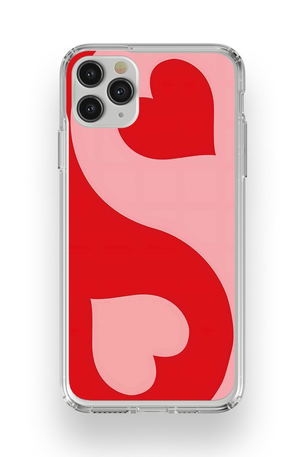 iPhone 11 Pro Compatible Red Ying Yang Pattern Transparent Phone Case