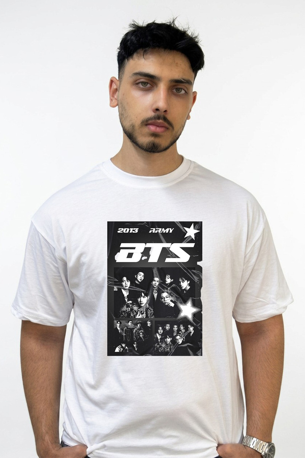 Bts Kpop_1 Design Printed Oversize White T-Shirt