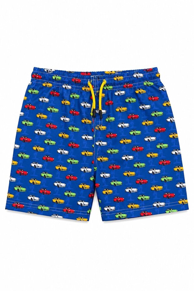 Boy's Patterned Swim Shorts Pool Swimsuit M00835 Dark Blue