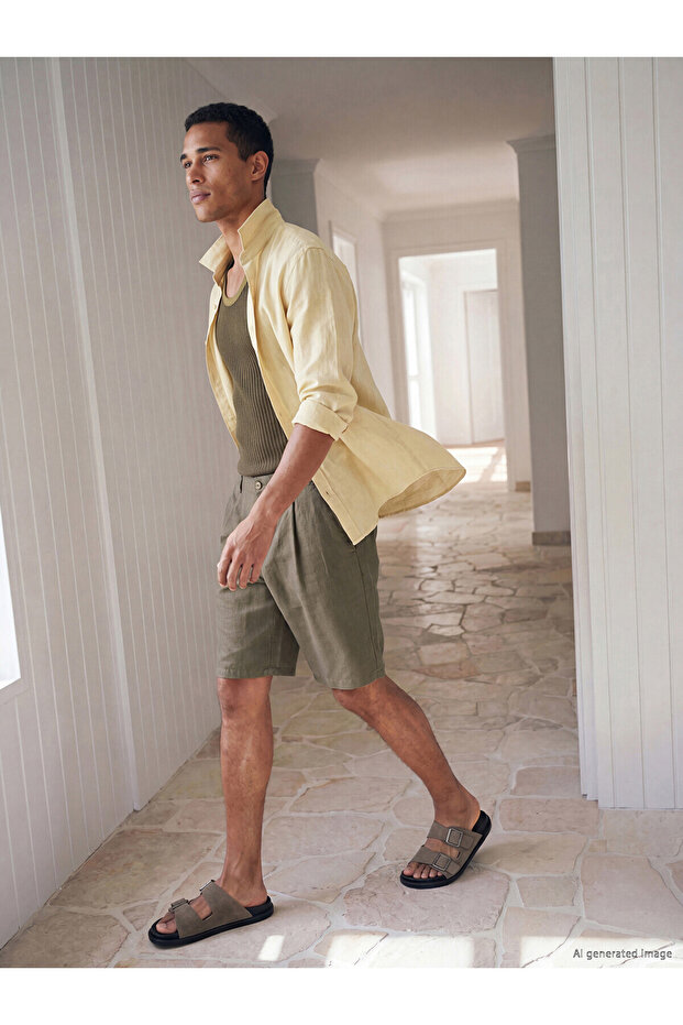 Vizyon New Season Regular Fit Linen Look Men's Shorts