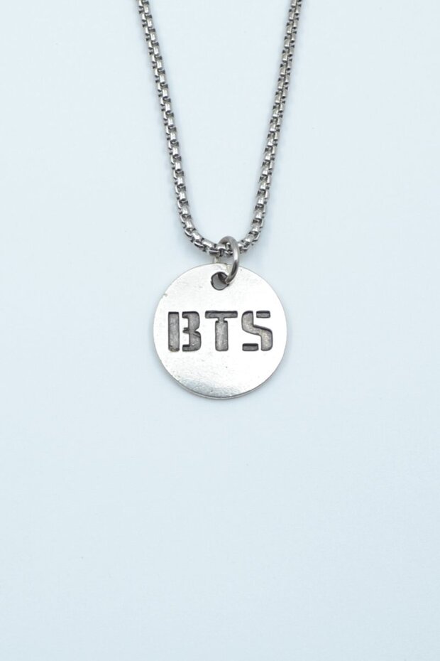Bts Locket Silver Plated Knitted Chain Necklace