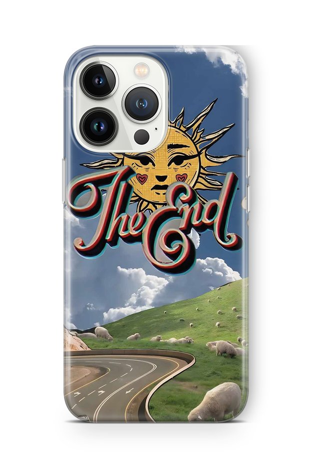 iPhone 14 Pro Max Compatible Retro Sun Path Pattern Transparent Phone Case