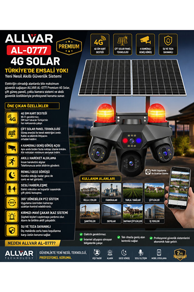 ALLVAR 4 KAMERA ÇİFT PANEL ÇAKARLI KAMERA