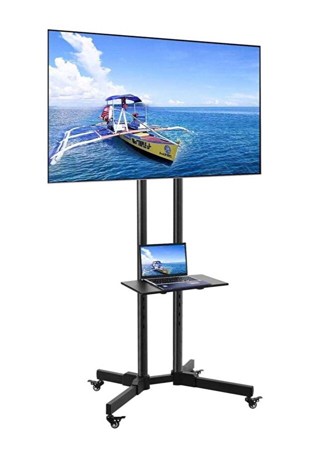 Mobile Rolling TV Cart with Lockable Wheels for 32-65inch LED Screen AV Carts & Stands