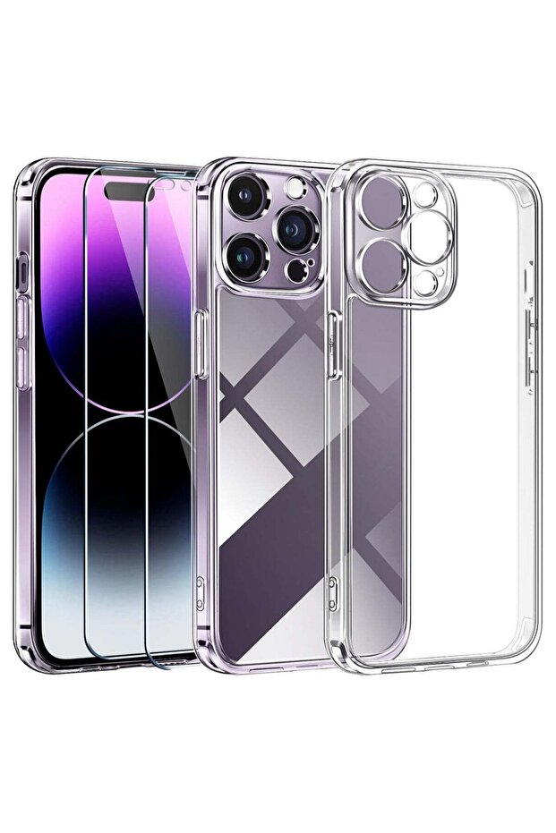 3-in-1 Camera Protection Case for iPhone 14 Pro Max 6.7" - Clear, Military Grade Shockproof