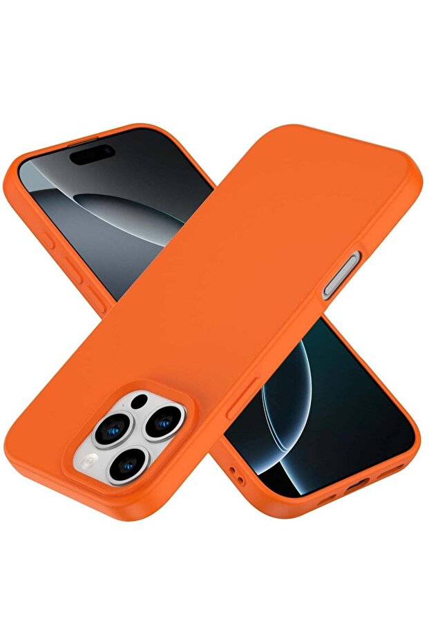 Premium Soft Liquid Silicone Case for iPhone 16 Pro – Silky Soft Touch Full-Body Protective Bumper (Golden Orange)
